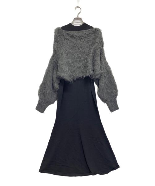 anuans（アニュアンス）anuans (アニュアンス) オフショルレイヤードニットワンピース グレー サイズ:M 未使用品の古着・服飾アイテム