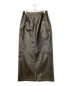 Ameriアメリ）の古着「2WAY CRASH FAKE LEATHER SKIRT」｜ダークブラウン