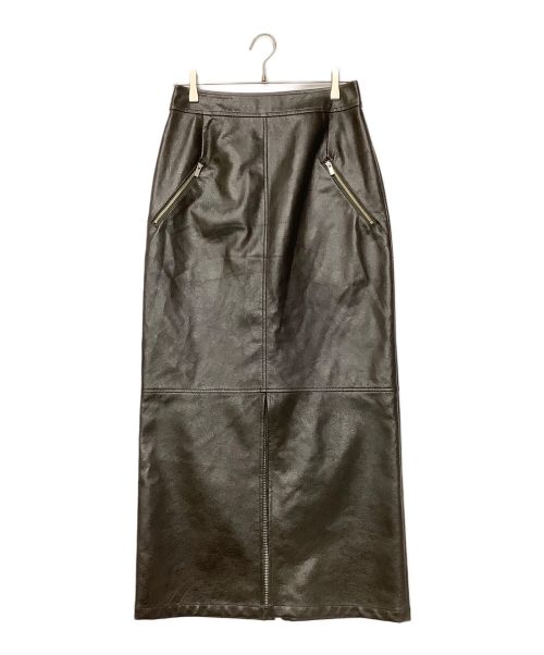 Ameri（アメリ）AMERI (アメリ) 2WAY CRASH FAKE LEATHER SKIRT ダークブラウン サイズ:Mの古着・服飾アイテム