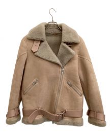 ALL SAINTS（オールセインツ）の古着「ムートンダブルライダースジャケット」｜ピンク