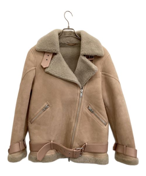 ALL SAINTS（オールセインツ）ALL SAINTS (オールセインツ) ムートンダブルライダースジャケット ピンク サイズ:Mの古着・服飾アイテム