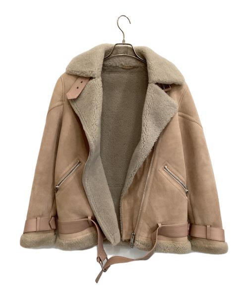 ALL SAINTS（オールセインツ）ALL SAINTS (オールセインツ) ムートンダブルライダースジャケット ピンク サイズ:Mの古着・服飾アイテム