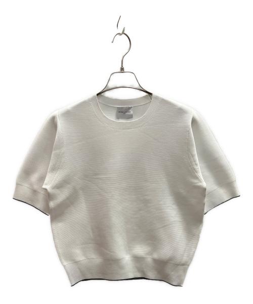 UNITED ARROWS（ユナイテッドアローズ）UNITED ARROWS (ユナイテッドアローズ) ラメライン ショートスリーブ ニット ホワイト サイズ:フリーの古着・服飾アイテム