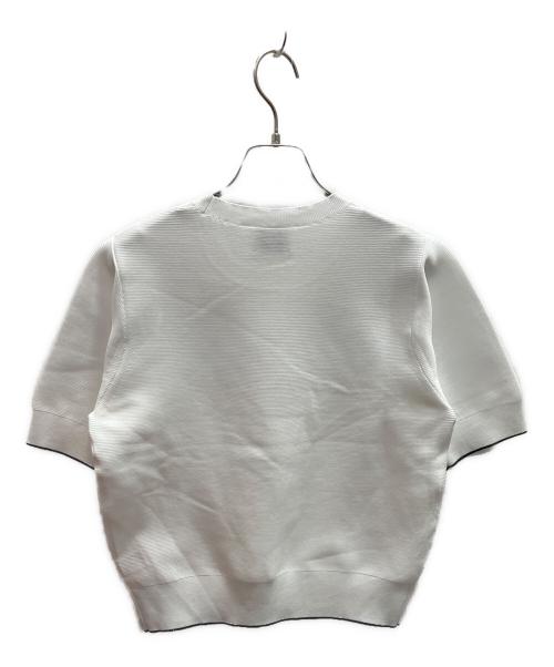 UNITED ARROWS（ユナイテッドアローズ）UNITED ARROWS (ユナイテッドアローズ) ラメライン ショートスリーブ ニット ホワイト サイズ:フリーの古着・服飾アイテム