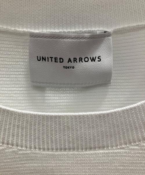 UNITED ARROWS（ユナイテッドアローズ）UNITED ARROWS (ユナイテッドアローズ) ラメライン ショートスリーブ ニット ホワイト サイズ:フリーの古着・服飾アイテム