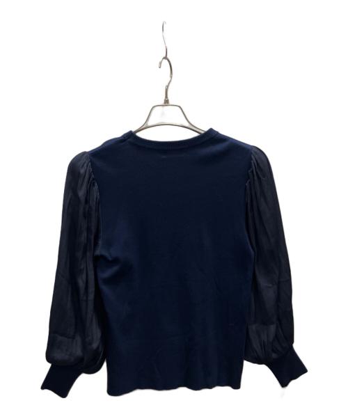 BARNEYS NEWYORK（バーニーズ・ニューヨーク）BARNEYS NEWYORK (バーニーズ・ニューヨーク) 異素材ボリュームスリーブニット ネイビー サイズ:フリーの古着・服飾アイテム