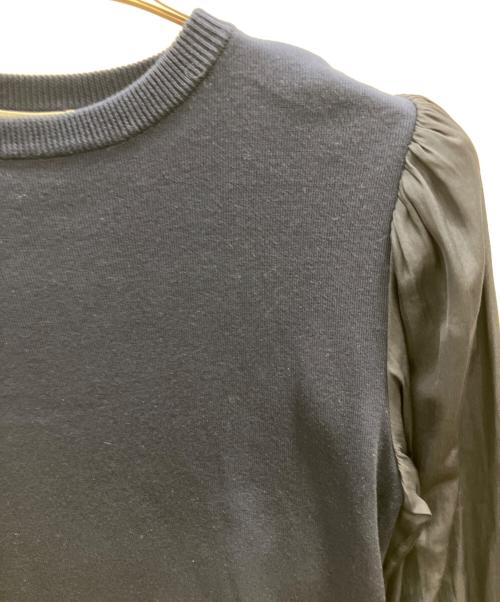BARNEYS NEWYORK（バーニーズ・ニューヨーク）BARNEYS NEWYORK (バーニーズ・ニューヨーク) 異素材ボリュームスリーブニット ネイビー サイズ:フリーの古着・服飾アイテム