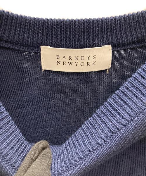 BARNEYS NEWYORK（バーニーズ・ニューヨーク）BARNEYS NEWYORK (バーニーズ・ニューヨーク) 異素材ボリュームスリーブニット ネイビー サイズ:フリーの古着・服飾アイテム