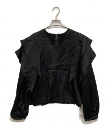 Noble（ノーブル）の古着「シボサテンレイヤースリーブブラウス」｜ブラック