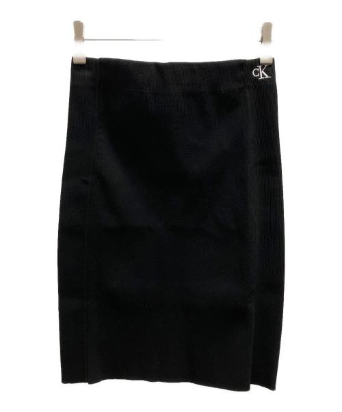 Calvin Klein Jeans（カルバンクラインジーンズ）Calvin Klein Jeans (カルバンクラインジーンズ) BACK ZIP KNITTED SKIRT ブラック サイズ:xsの古着・服飾アイテム