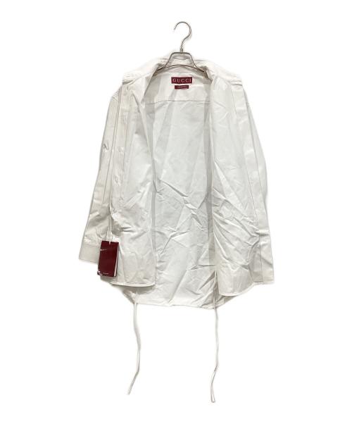 GUCCI（グッチ）GUCCI (グッチ) リボンタイ付き コットンポプリン シャツ ホワイト サイズ:36の古着・服飾アイテム