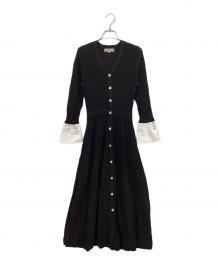 JUSGLITTY（ジャスグリッティー）の古着「袖カフスニットワンピース」｜ブラック