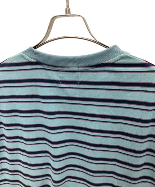 city country city（シティーカントリーシティー）CITY COUNTRY CITY (シティーカントリーシティー) Embroidered Logo Overdye Border Pocket T-shirt ブルー サイズ:Mの古着・服飾アイテム
