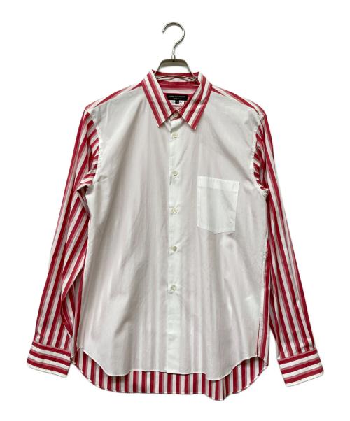 COMME des GARCONS HOMME PLUS（コムデギャルソンオムプリュス）COMME des GARCONS HOMME PLUS (コムデギャルソンオムプリュス) 切替ストライプシャツ ホワイト×レッド サイズ:sizeSの古着・服飾アイテム