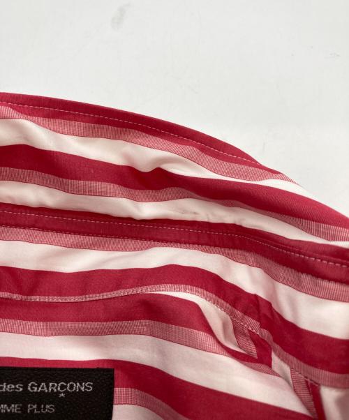 COMME des GARCONS HOMME PLUS（コムデギャルソンオムプリュス）COMME des GARCONS HOMME PLUS (コムデギャルソンオムプリュス) 切替ストライプシャツ ホワイト×レッド サイズ:sizeSの古着・服飾アイテム