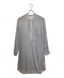 COMME des GARCONS SHIRT（コムデギャルソンシャツ）の古着「ノーカラープルオーバーストライプシャツ」｜ブルー×ホワイト