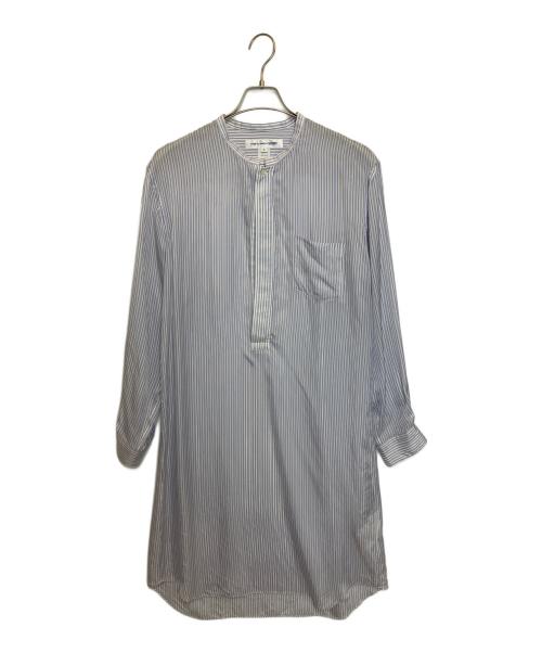COMME des GARCONS SHIRT（コムデギャルソンシャツ）COMME des GARCONS SHIRT (コムデギャルソンシャツ) ノーカラープルオーバーストライプシャツ ブルー×ホワイト サイズ:Mの古着・服飾アイテム