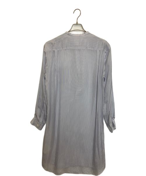 COMME des GARCONS SHIRT（コムデギャルソンシャツ）COMME des GARCONS SHIRT (コムデギャルソンシャツ) ノーカラープルオーバーストライプシャツ ブルー×ホワイト サイズ:Mの古着・服飾アイテム