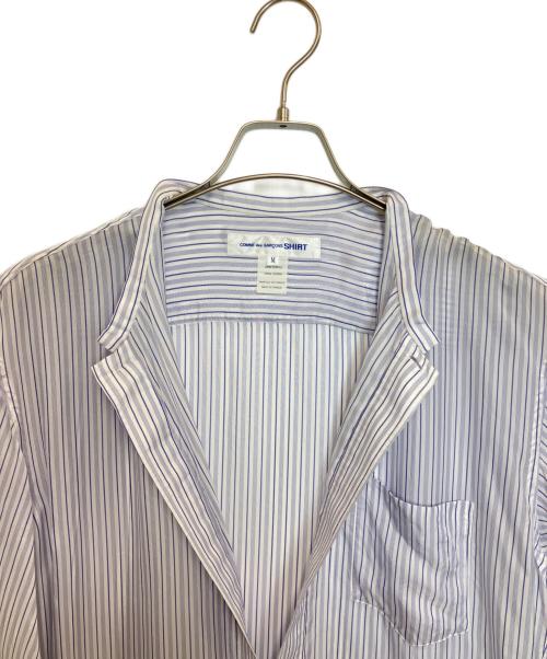 COMME des GARCONS SHIRT（コムデギャルソンシャツ）COMME des GARCONS SHIRT (コムデギャルソンシャツ) ノーカラープルオーバーストライプシャツ ブルー×ホワイト サイズ:Mの古着・服飾アイテム