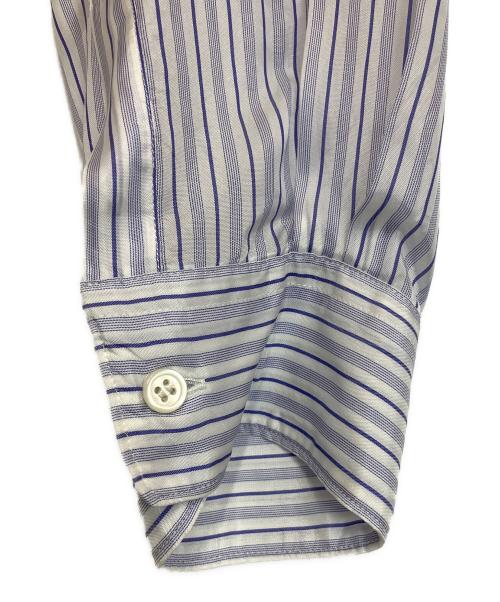 COMME des GARCONS SHIRT（コムデギャルソンシャツ）COMME des GARCONS SHIRT (コムデギャルソンシャツ) ノーカラープルオーバーストライプシャツ ブルー×ホワイト サイズ:Mの古着・服飾アイテム