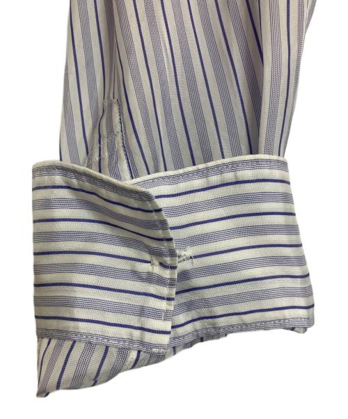 COMME des GARCONS SHIRT（コムデギャルソンシャツ）COMME des GARCONS SHIRT (コムデギャルソンシャツ) ノーカラープルオーバーストライプシャツ ブルー×ホワイト サイズ:Mの古着・服飾アイテム