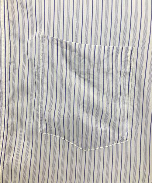 COMME des GARCONS SHIRT（コムデギャルソンシャツ）COMME des GARCONS SHIRT (コムデギャルソンシャツ) ノーカラープルオーバーストライプシャツ ブルー×ホワイト サイズ:Mの古着・服飾アイテム