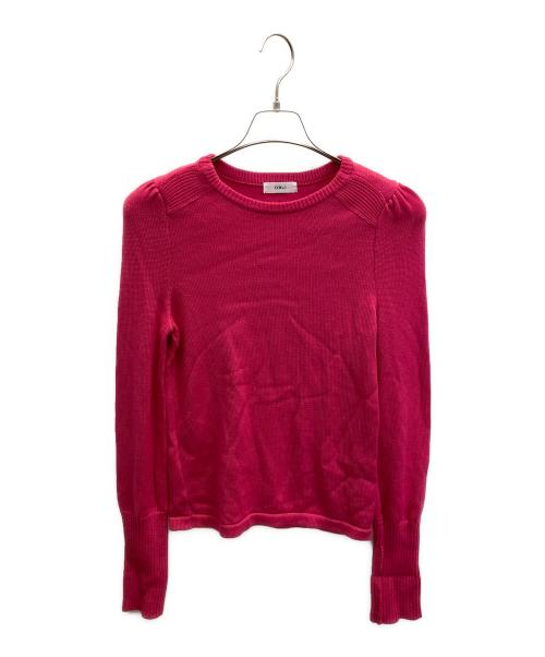 OBLI（オブリ）OBLI (オブリ) パフスリーブニット ショッキングピンク サイズ:フリーの古着・服飾アイテム