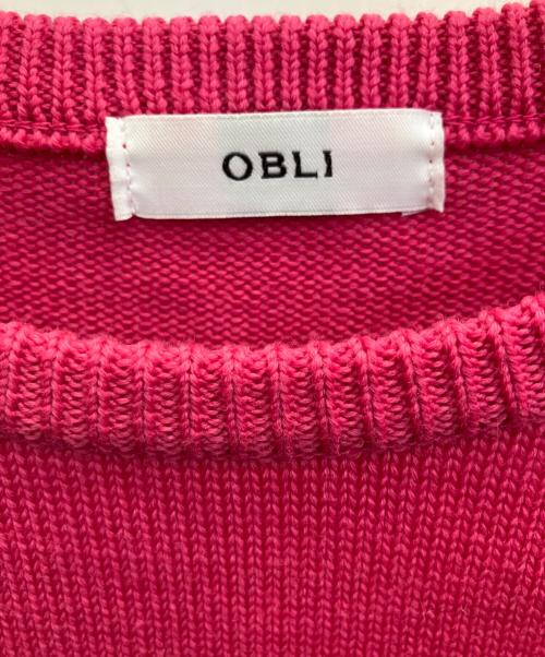 OBLI（オブリ）OBLI (オブリ) パフスリーブニット ショッキングピンク サイズ:フリーの古着・服飾アイテム