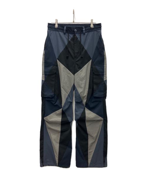 ANREALAGE（アンリアレイジ）ANREALAGE (アンリアレイジ) パネルパッチワークカーゴパンツ ネイビー サイズ:SIZE48の古着・服飾アイテム