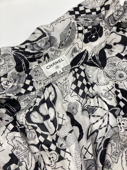 CHANEL（シャネル）CHANEL (シャネル) シルクシャツ ホワイト×ブラック サイズ:42の古着・服飾アイテム