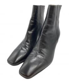 FABIO RUSCONI（ファビオルスコーニ）の古着「スクエアトゥバックジップショートブーツ」｜ブラック