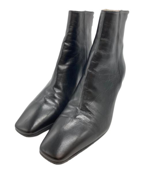 FABIO RUSCONI（ファビオルスコーニ）FABIO RUSCONI (ファビオルスコーニ) スクエアトゥバックジップショートブーツ ブラック サイズ:36の古着・服飾アイテム