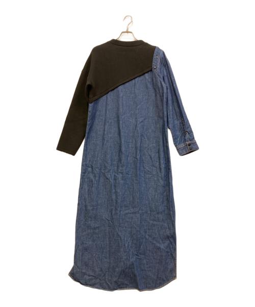 AULA（オーラ）AULA (オーラ) デニム×ジャージー切替 ドルマン ワンピース インディゴ サイズ:SIZE 0の古着・服飾アイテム