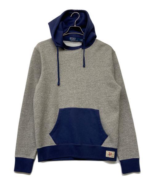POLO RALPH LAUREN（ポロ・ラルフローレン）POLO RALPH LAUREN (ポロ・ラルフローレン) QRタグ 後付フードパーカー グレー×ブルー サイズ:Sの古着・服飾アイテム