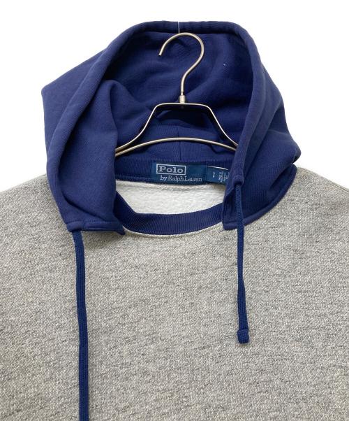 POLO RALPH LAUREN（ポロ・ラルフローレン）POLO RALPH LAUREN (ポロ・ラルフローレン) QRタグ 後付フードパーカー グレー×ブルー サイズ:Sの古着・服飾アイテム