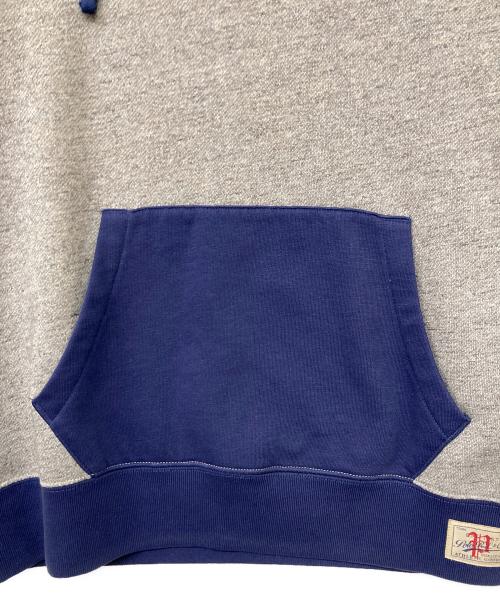 POLO RALPH LAUREN（ポロ・ラルフローレン）POLO RALPH LAUREN (ポロ・ラルフローレン) QRタグ 後付フードパーカー グレー×ブルー サイズ:Sの古着・服飾アイテム
