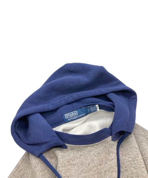POLO RALPH LAUREN（ポロ・ラルフローレン）POLO RALPH LAUREN (ポロ・ラルフローレン) QRタグ 後付フードパーカー グレー×ブルー サイズ:Sの古着・服飾アイテム