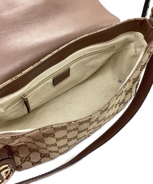 GUCCI（グッチ）GUCCI (グッチ) GGキャンバス ショルダーバッグ ブラウンの古着・服飾アイテム