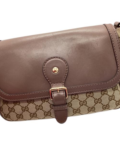 GUCCI（グッチ）GUCCI (グッチ) GGキャンバス ショルダーバッグ ブラウンの古着・服飾アイテム