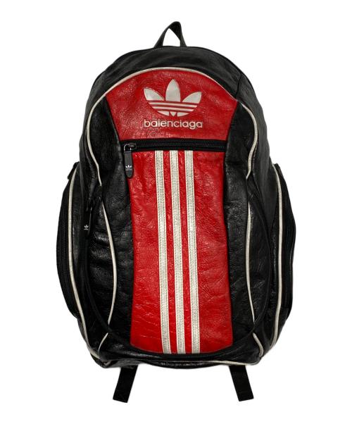 adidas（アディダス）adidas (アディダス) BALENCIAGA (バレンシアガ) USED加工バックパック ブラック×レッド サイズ:-の古着・服飾アイテム