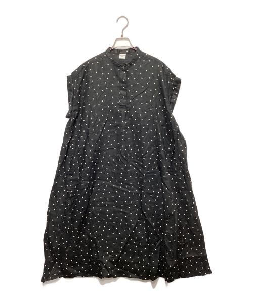 URBAN RESEARCH DOORS（アーバンリサーチドアーズ）URBAN RESEARCH DOORS (アーバンリサーチドアーズ) リネンドットフレアワンピース ブラック サイズ:Mの古着・服飾アイテム