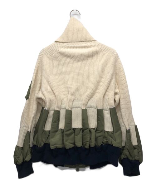 sacai（サカイ）sacai (サカイ) MA-1ドッキングニット ホワイト×オリーブ サイズ:1の古着・服飾アイテム