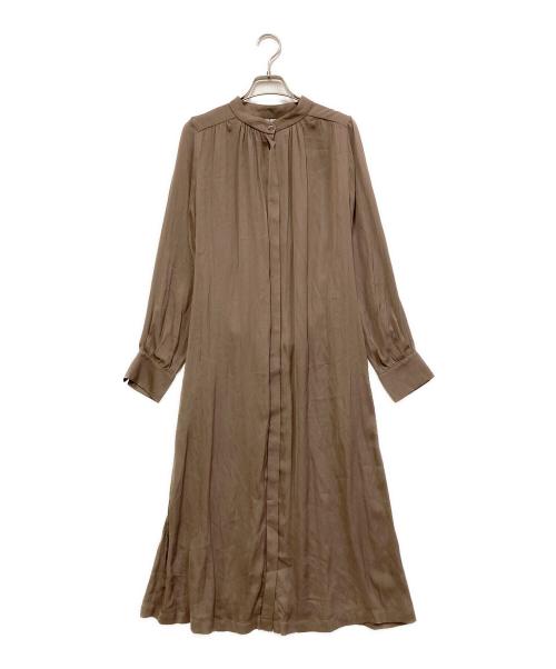 PLST（プラステ）PLST (プラステ) サテンギャザーワンピース ブラウン サイズ:SIZE Sの古着・服飾アイテム