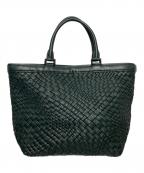 FALORNIファロルニ）の古着「編み込みレザートートバッグ」｜グリーン
