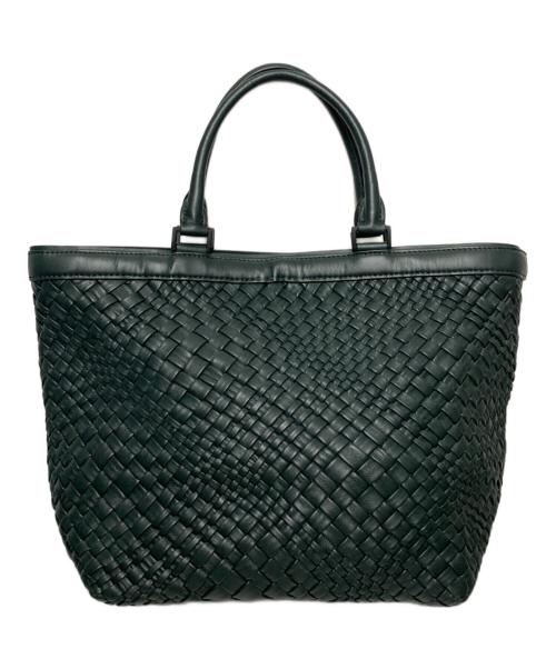 FALORNI（ファロルニ）FALORNI (ファロルニ) 編み込みレザートートバッグ グリーンの古着・服飾アイテム