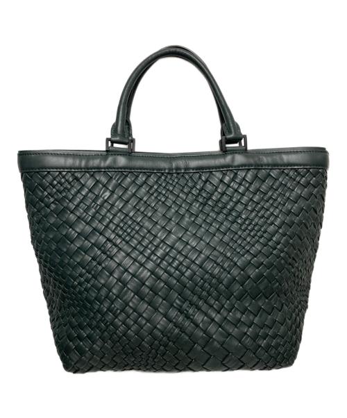 FALORNI（ファロルニ）FALORNI (ファロルニ) 編み込みレザートートバッグ グリーンの古着・服飾アイテム