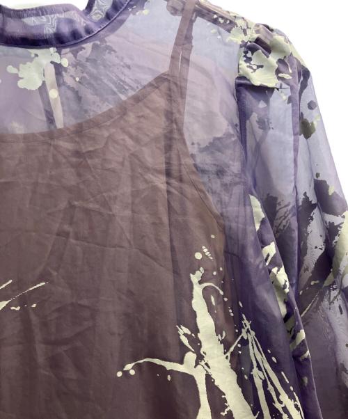 Ameri（アメリ）Ameri (アメリ) RUBBER PAINT ART SHEER DRESS パープル サイズ:Ｓの古着・服飾アイテム