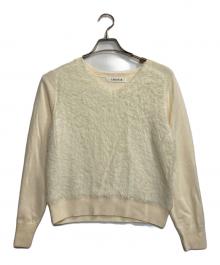 LOUNIE（ルーニー）の古着「フェザーヤーンドッキングニットプルオーバー」｜ホワイト