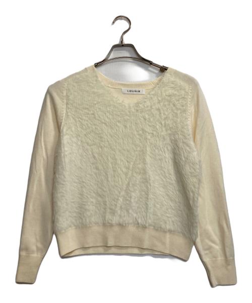 LOUNIE（ルーニー）LOUNIE (ルーニー) フェザーヤーンドッキングニットプルオーバー ホワイト サイズ:ＦＲＥＥの古着・服飾アイテム