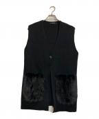 LOUNIEルーニー）の古着「ファーポケットニットジレ」｜ブラック